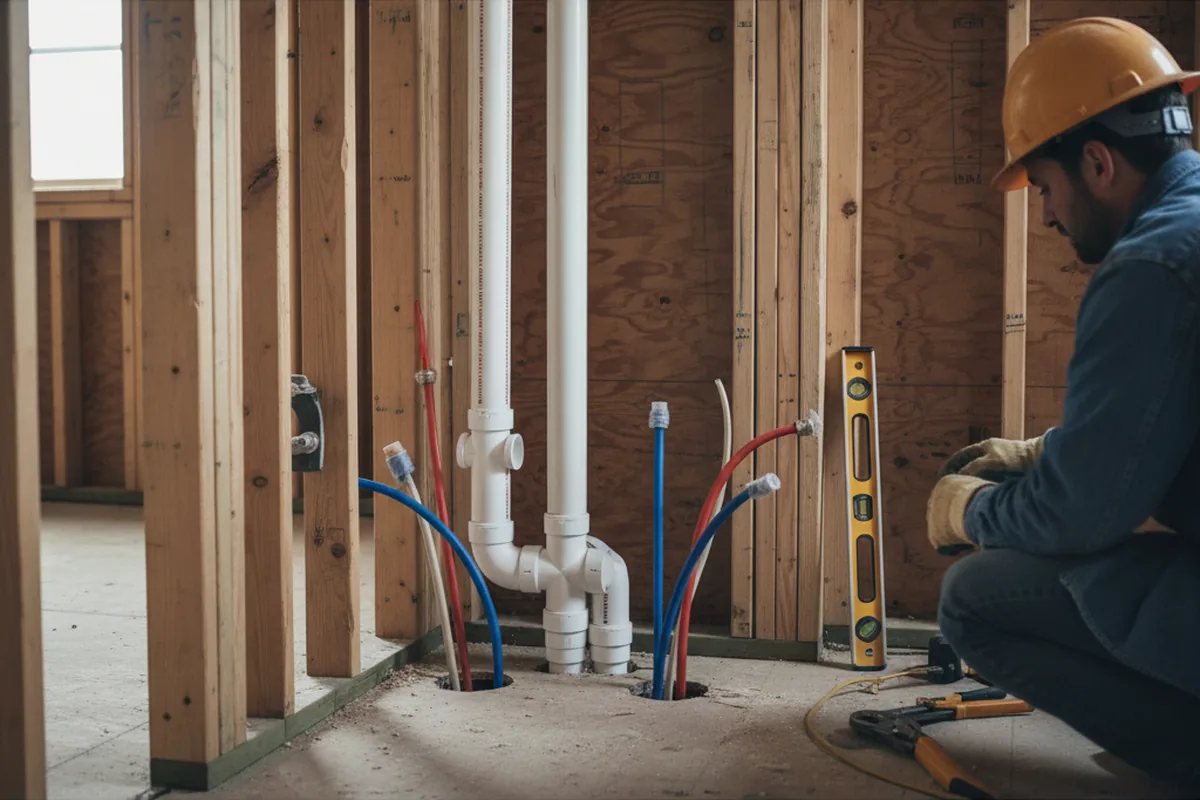 Drain and supply rough-in during Drain Cleaning in Clements