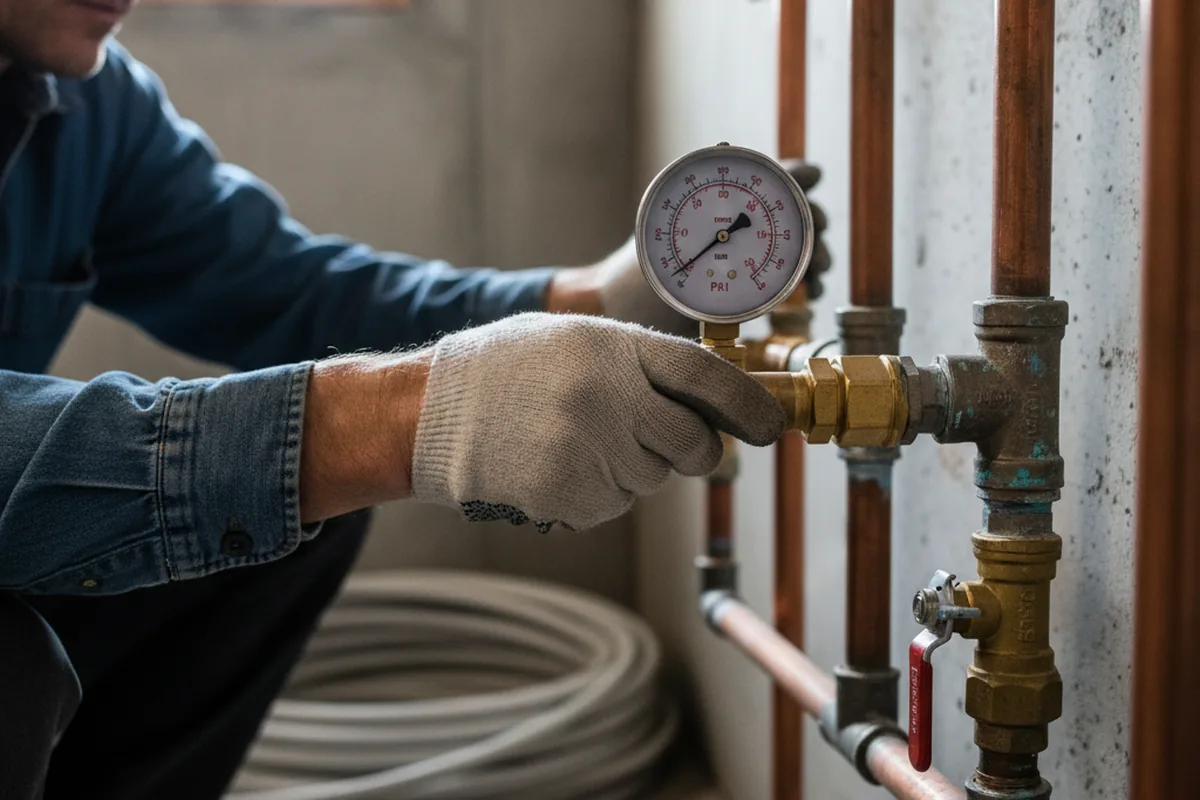 Pressure testing a repaired line during Water Line Repair in Clements